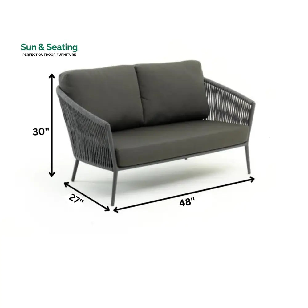 Caruso Outdoor Sofa 2 Seater (Dark Grey) Braided & Rope Sofa Sets