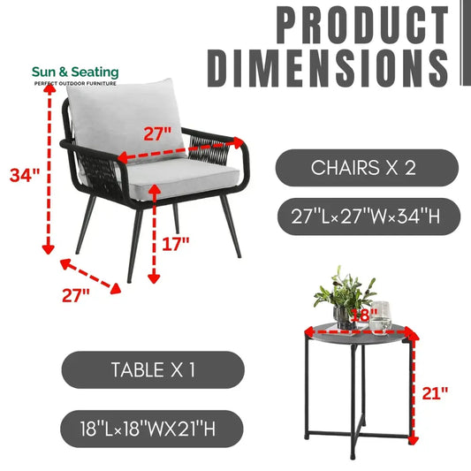 Catalina 3-Piece Rope Patio Set - Perfect for Outdoor Entertaining Patio Set