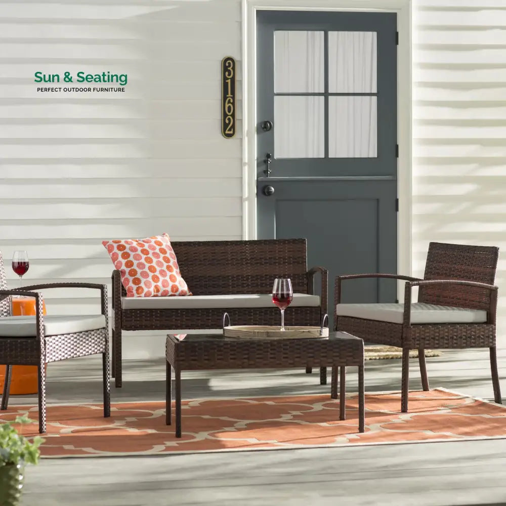 Clone Outdoor Sofa Set 2 Seater 2 Single seater and 1 Center Table Set (Brown) Grey Sofa Sets