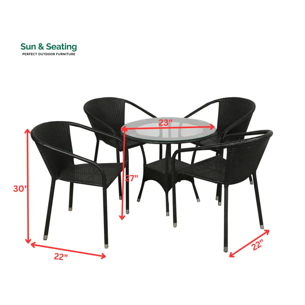 Duke Outdoor Patio Seating Set 4 Chairs and 1 Table Set (Black) Coffee Table Sets