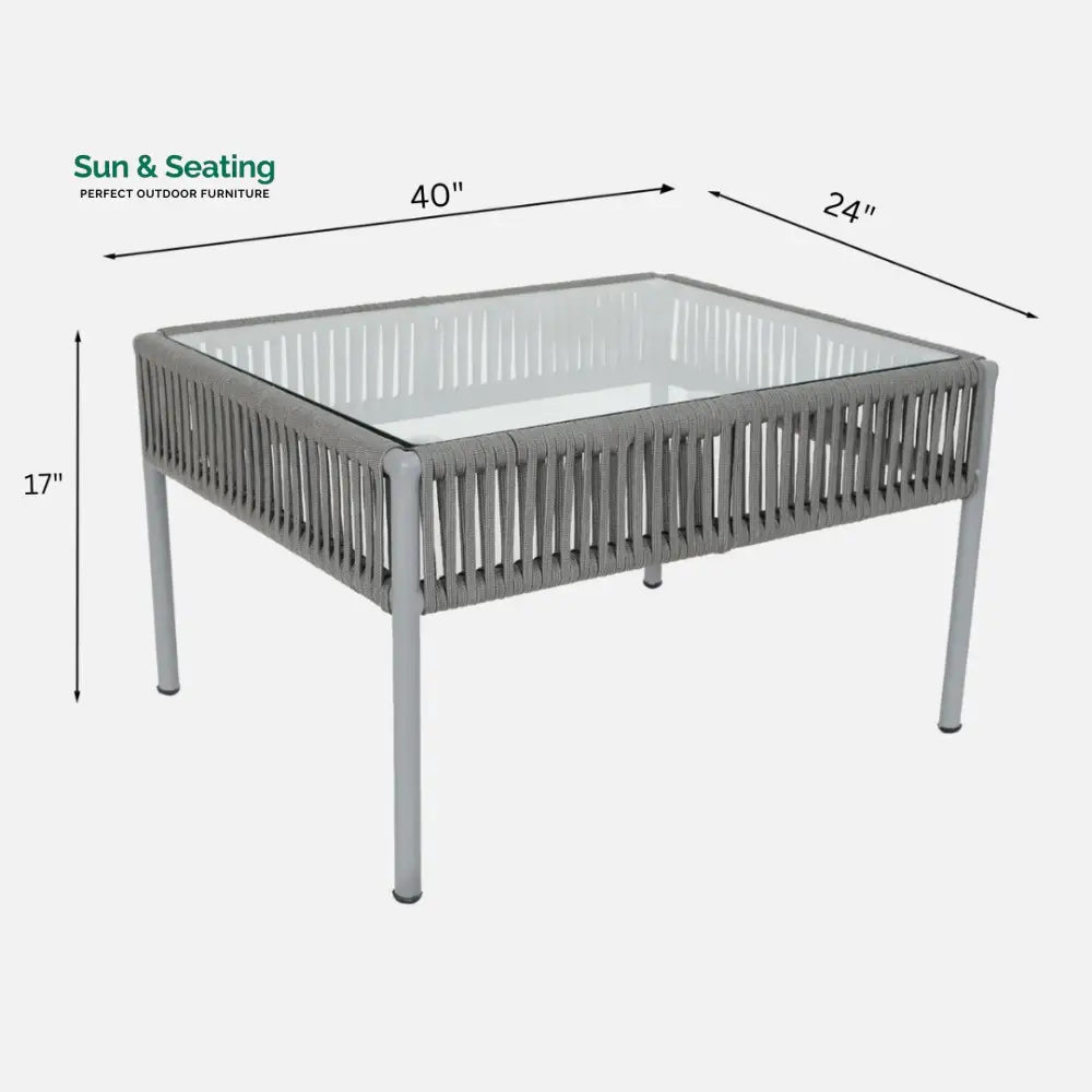 Elsie Outdoor Sofa Set 2 Seater 2 Single seater and 1 Center Table (Grey) Braided & Rope Sofa Sets