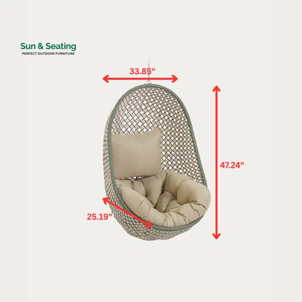 Fabula Single Seater Hanging Swing Without Stand For Balcony Garden Swing (Beige) Swings