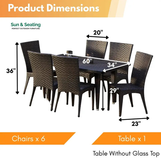 Jumanah Outdoor All-Weather Resistant Rattan Wicker 7-Piece Dining Set Dining Set