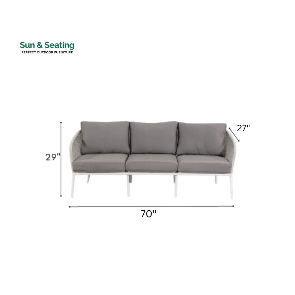 Kemp Outdoor Garden Balcony Sofa Set 3 Seater 2 Single seater and 1 Center Table Set (White + Light Grey) Sofa Sets