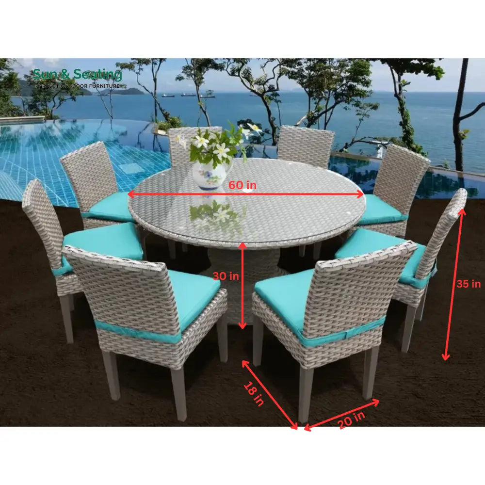 Marotta Outdoor Patio Dining Set 8 Chairs and 1 Table (Silver) Dining sets
