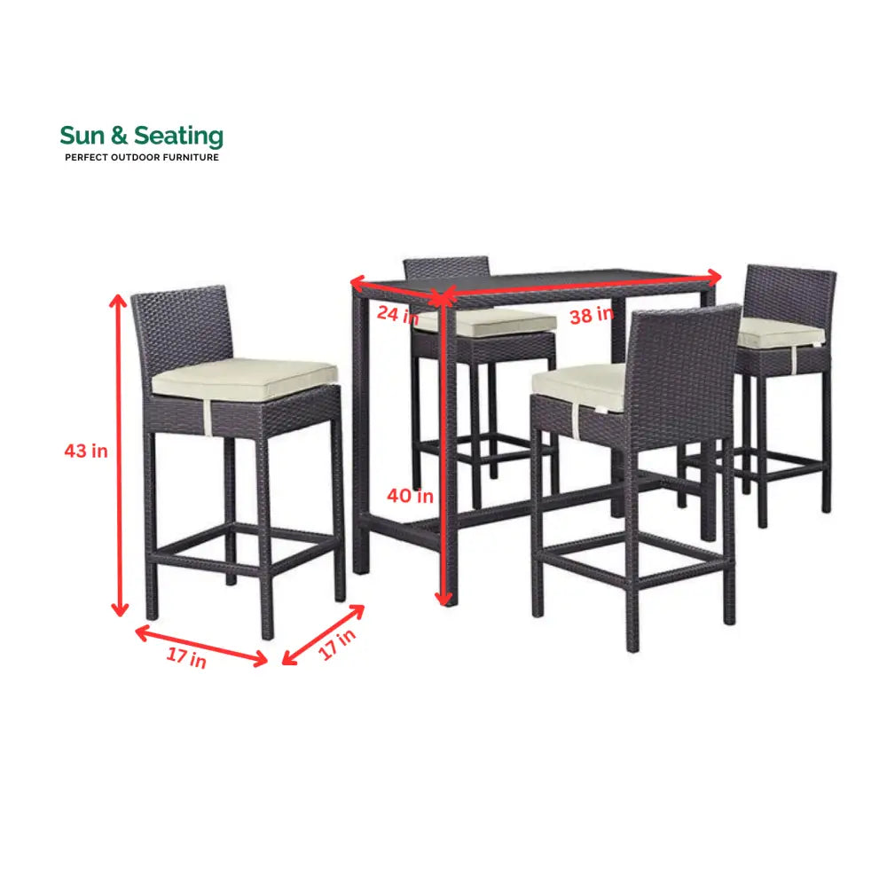Mazzi Outdoor Patio Bar Sets 4 Chairs and 1 Table (Brown) Bar Sets