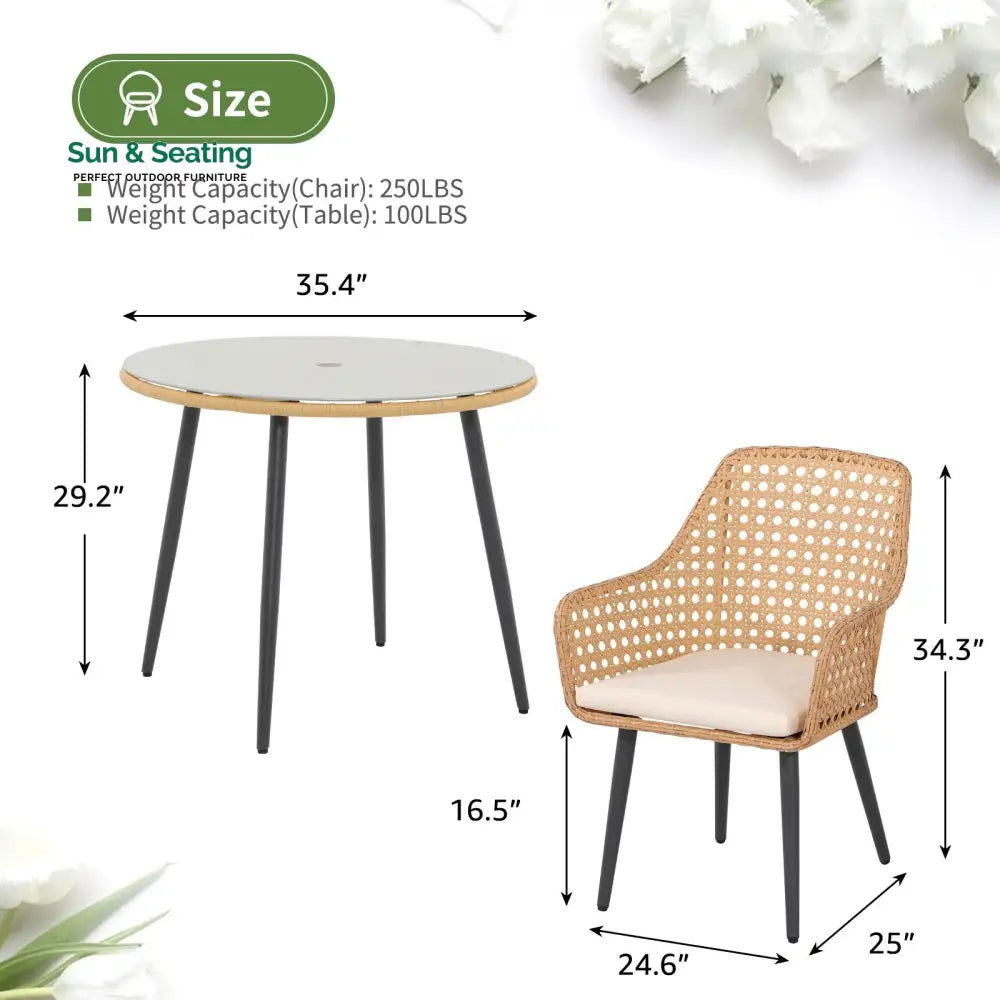 Nano Outdoor Patio Seating Set 4 Chairs and 1 Table Set (Tan) Dining sets