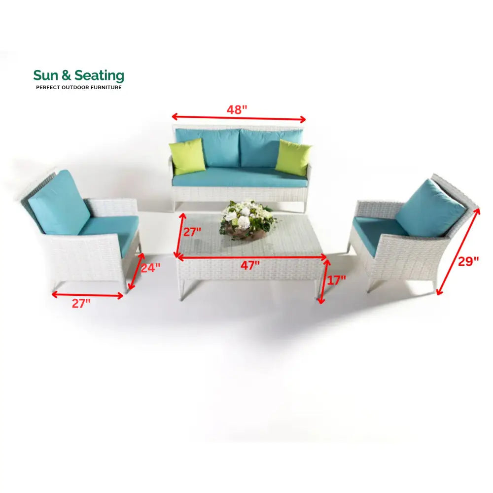 Pio Outdoor Sofa Set 2 Seater 2 Single seater and 1 Center Table (White) Sofa Sets