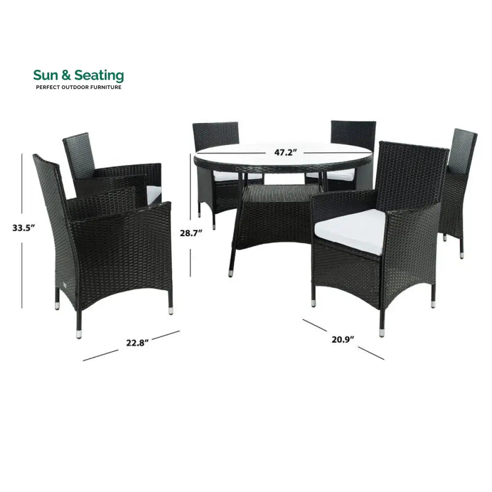 Salvatrice Outdoor Patio Dining Set 6 Chairs and 1 Table (Black) Dining sets