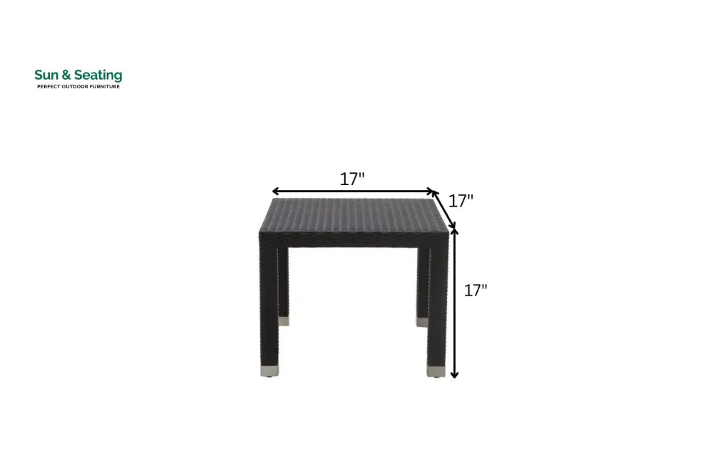 Spera Outdoor Garden Balcony Sofa Set 3 Seater 2 Seater 1 Seater 1 Ottoman 1 Center Table and 1 Side Table Set (Black)