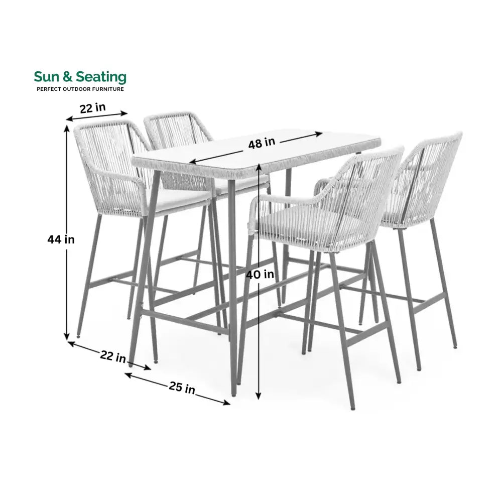 Stas Outdoor Patio Bar Sets 4 Chairs and 1 Table (Light Brown) Bar Sets