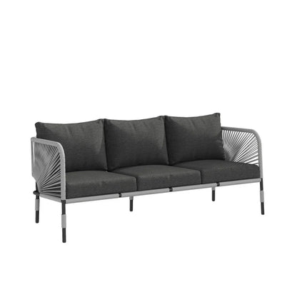Bellamy Outdoor Rope 5-Seater Sofa Set With Glass Top Table