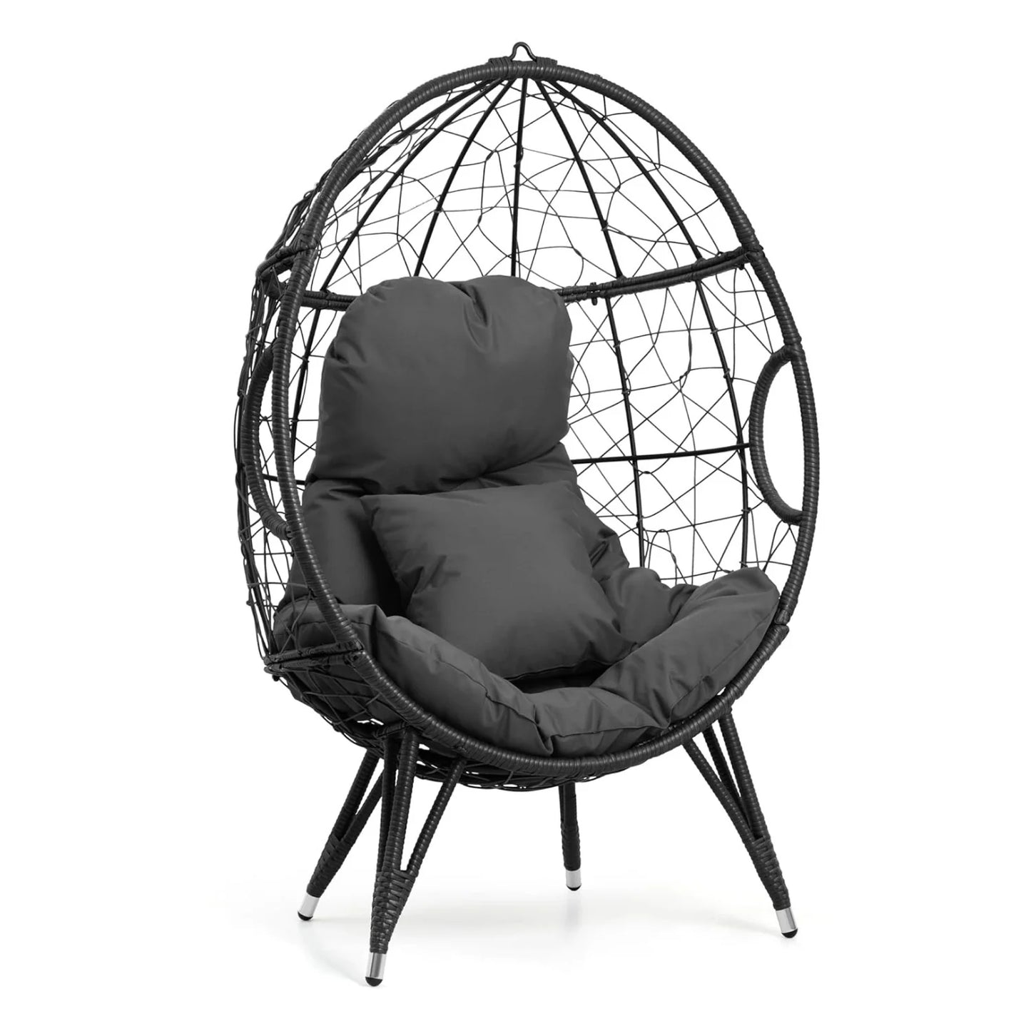 Zahida Outdoor All-Weather Wicker Egg Chair (Grey)
