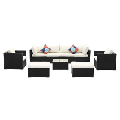 Tamara 6-Piece Outdoor Conversation Set (Black/Off-White)