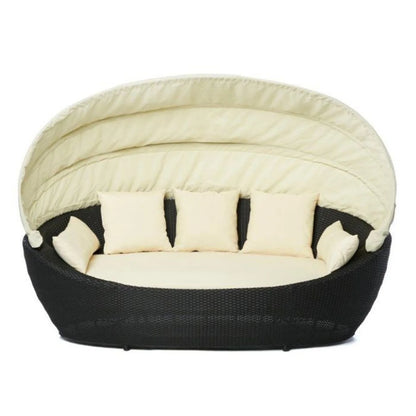 Fadwa Outdoor All-Weather Wicker Patio Daybed with Retractable Canopy