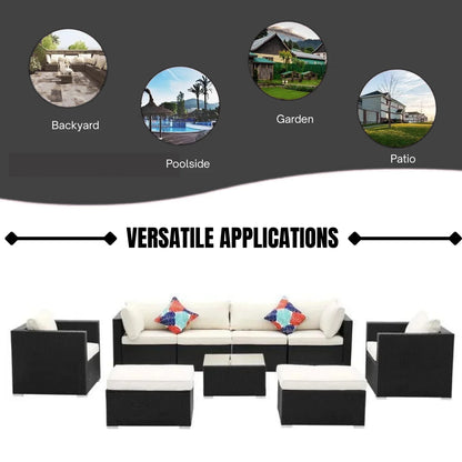 Tamara 6-Piece Outdoor Conversation Set (Black/Off-White)
