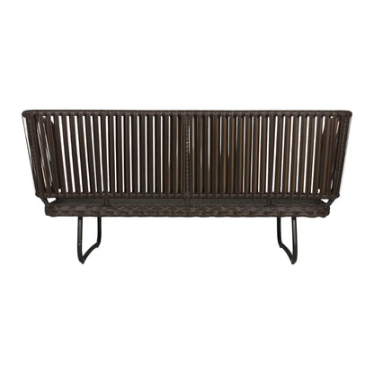 Tinsley Outdoor Rope 4-Piece Patio Sofa Set with Wicker Top Table (Brown & White)