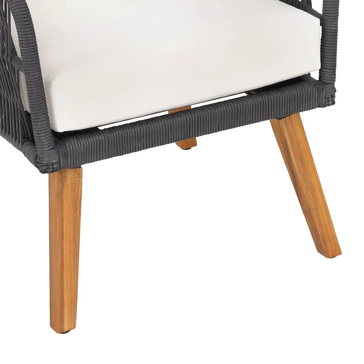 Adriana 4-Piece Outdoor Rope Patio Furniture Set with Wood-Top Table