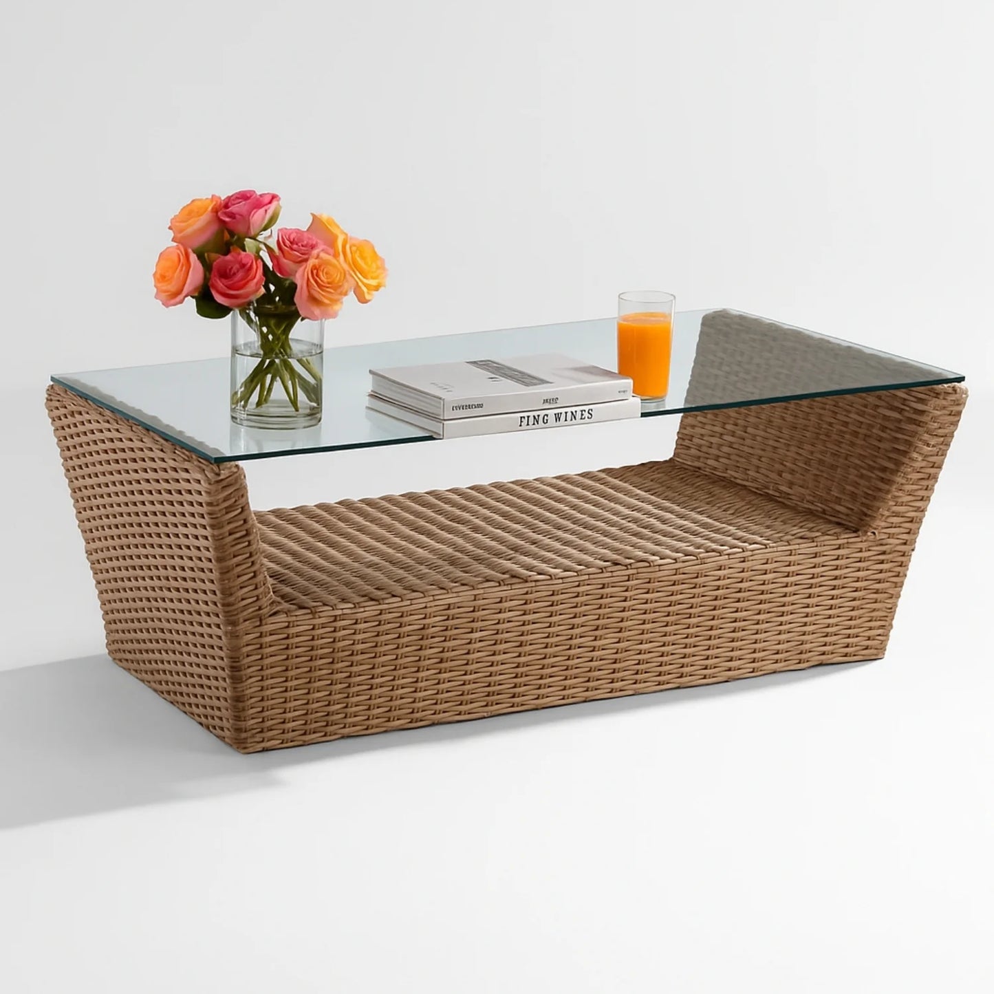 Patricia 5-Piece Outdoor Wicker Sofa Set With 2-Tier Glass Top Tables