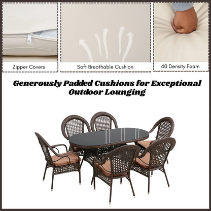 Ghazal Outdoor All-Weather Resistant Rattan Wicker 7-Piece Dining Set