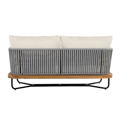 Navisha Outdoor 6-Piece Rope Woven Conversation Sofa Set with Wooden Top Table