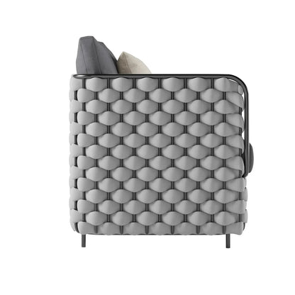 Rina 4 Piece Outdoor Rope Sofa Set with Glass Top Coffee Table (Light Grey & Dark Grey)