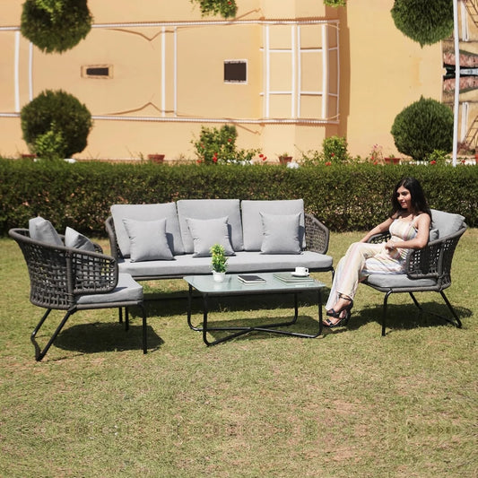 Ishira Outdoor 5 Seater Rope Conversation Sofa Set