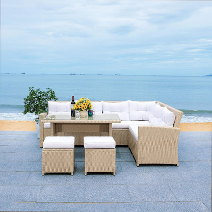Tereza 5-Piece Wicker Patio Conversation Set (Beige/White)