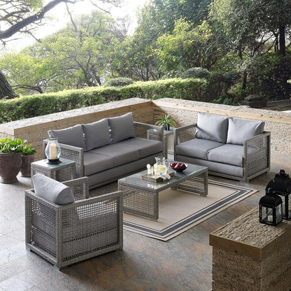 Aarini Outdoor Wicker Woven 6 Pieces Sectional Patio Furniture Set