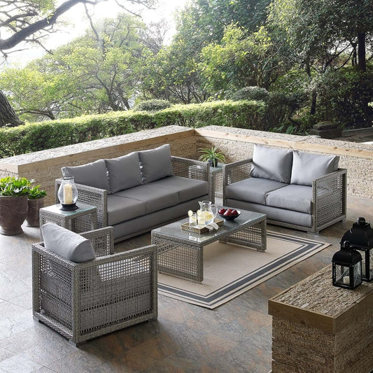 Aarini Outdoor Wicker Woven 6 Pieces Sectional Patio Furniture Set