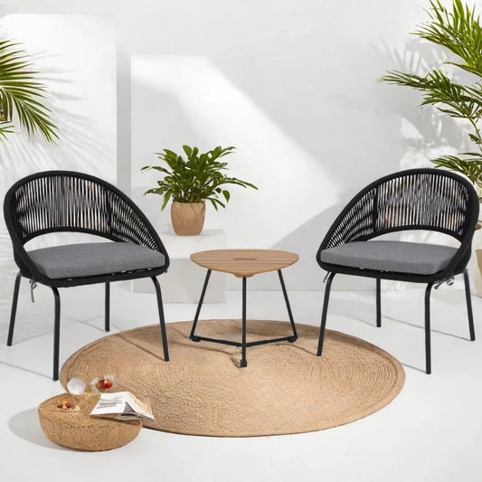 Josefina 3 Piece Garden Outdoor Rope Patio Set