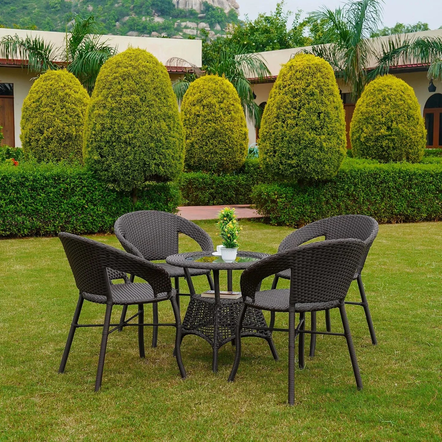 Falak 5-Piece Outdoor Rattan Wicker Patio Bistro Set