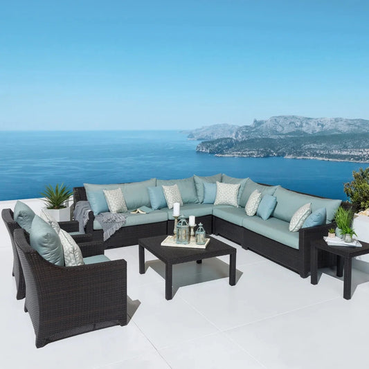 Araceli All Weather Outdoor Wicker Garden L-Shape Sectional Conversation Set