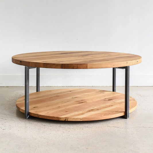 Sheesham Wood Top 2-Tier Round Coffee Table
