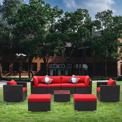 Hadley 6-Piece Outdoor Conversation Set (Black/Red)