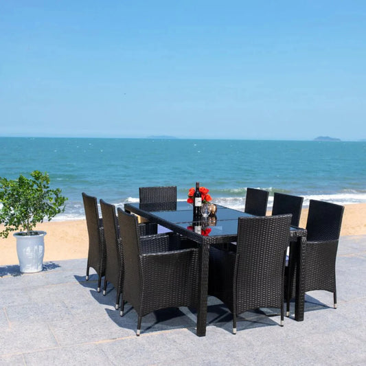Zinnia 9-Piece Outdoor Rattan Wicker Dinning Table Set