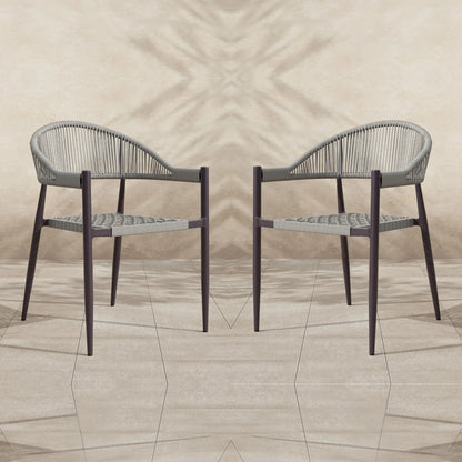 Mrinalini 2-Piece Outdoor Rope Patio Dining Chairs