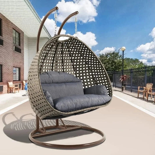 Caihong Double Seater Hanging Swing Chair (Dark Brown/Dark Grey)