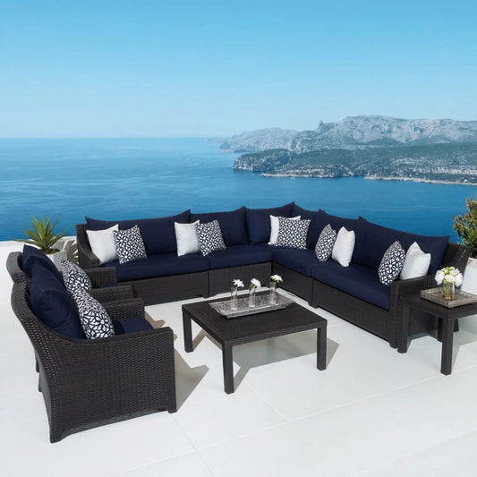 Calista All Weather Outdoor Wicker Garden L-Shape Sectional Conversation Set