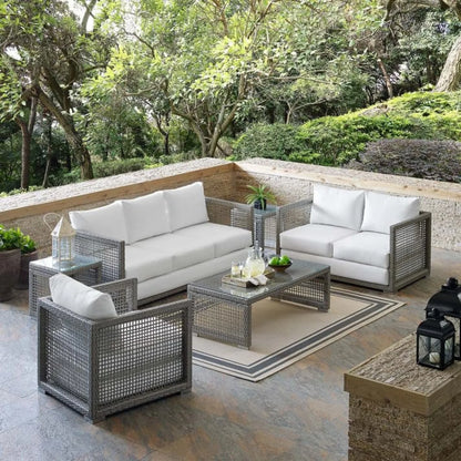 Charmi Outdoor Wicker Woven 6 Pieces Sectional Patio Furniture Set