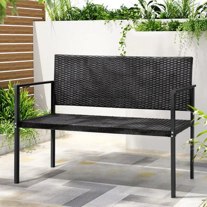 Yasmin 2-Seater Outdoor Garden Rattan Bench With Metal Frames
