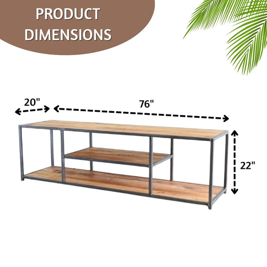 Sheesham Wood Top Open Media Console Table