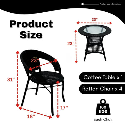 Piper 5-Piece Outdoor Rattan Wicker Patio Bistro Set