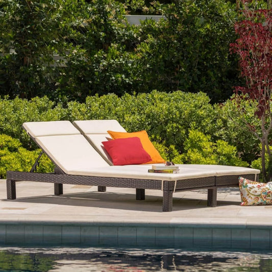 Vritika Outdoor All-Weather Rattan Wicker Chaise Lounge Chair Set of 2