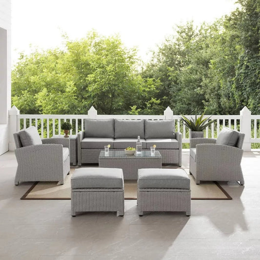 Abeni 7 Piece Outdoor Wicker Conversation Furniture Set
