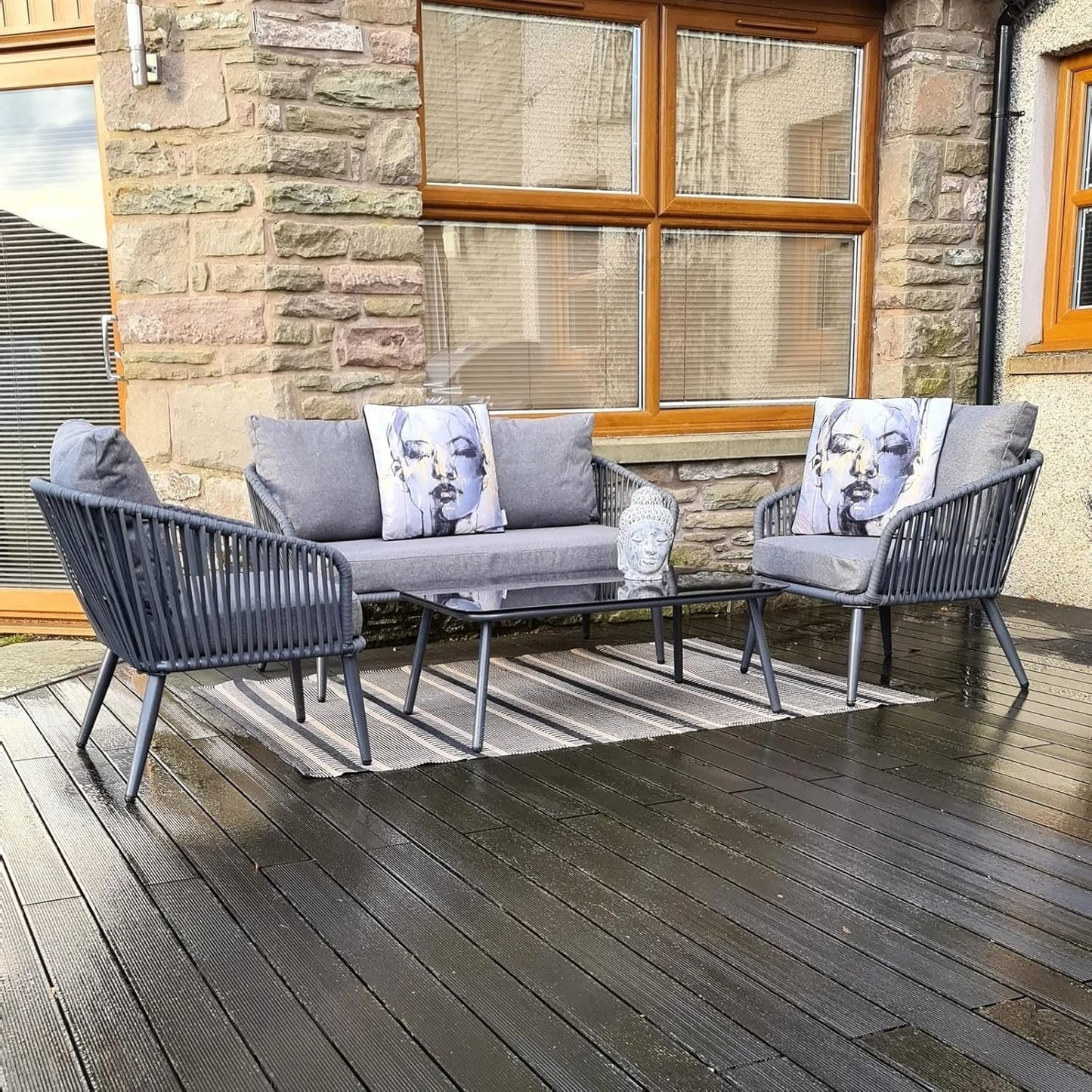 Shen 4 Piece Outdoor All-Weather Rope Sofa Set