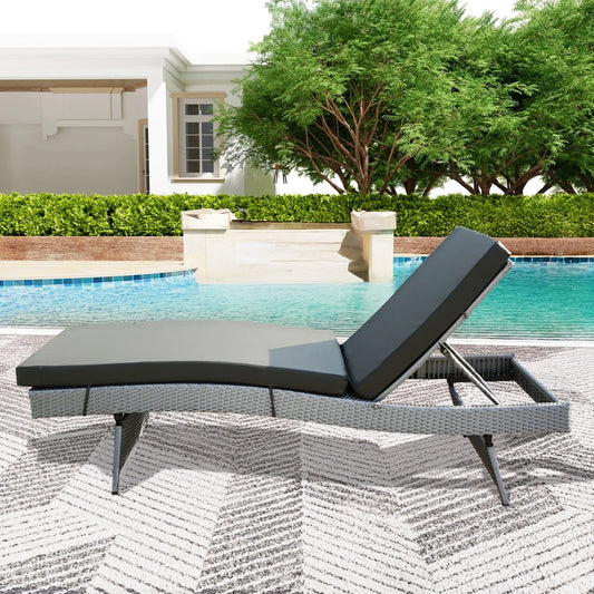 Emaan Outdoor All-Weather Wicker Lounger with Cushions