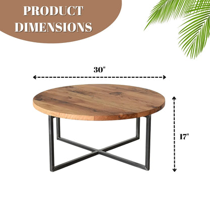 Sheesham Wood Top Round Coffee Table