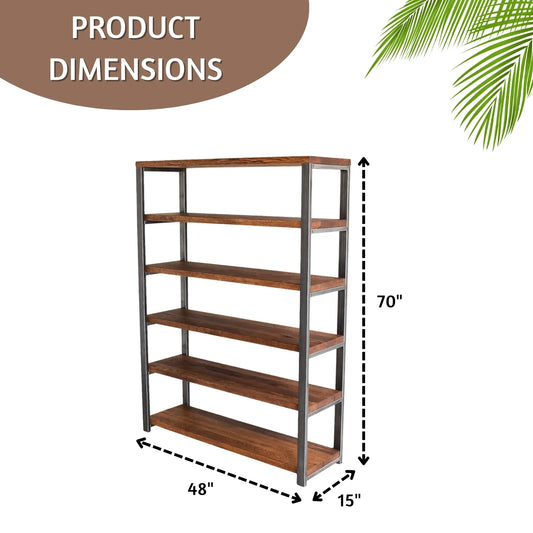 Areum 6-Tier Sheesham Wood Top Book Shelf