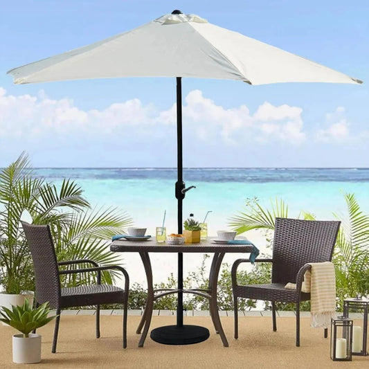 Lin 9ft White Color Outdoor Patio Umbrella with Centre Pole